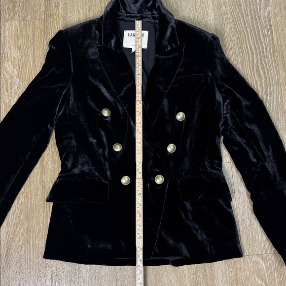 L’Agence Kenzie Black Velvet double breasted Blazer Gold Buttons Size 4 - Picture 11 of 14